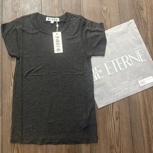 Eterne Butter Rib S USA Made Charcoal Crewneck Tee NWT Rayon Spandex Blend